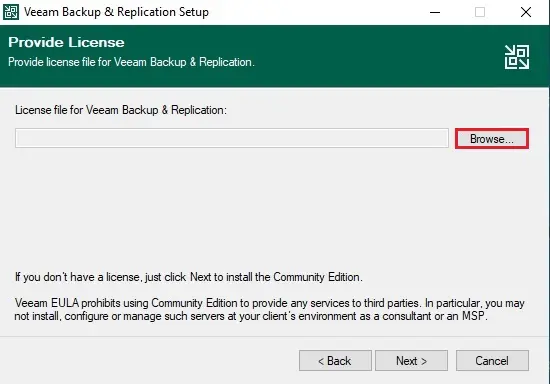 browse veeam license file