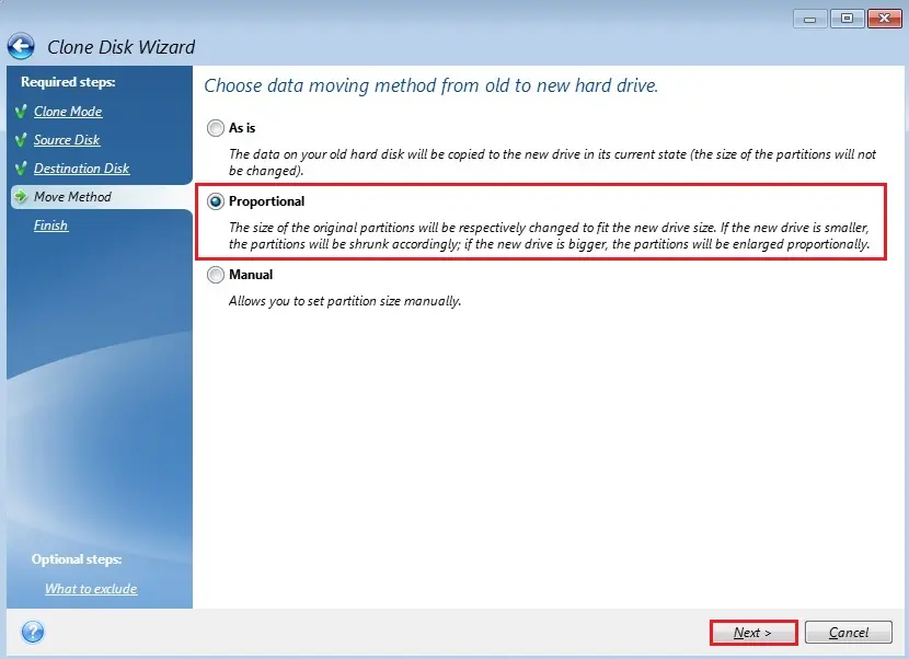 clone disk move method