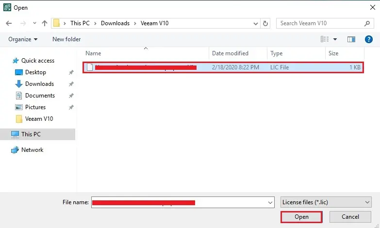 install veeam license file