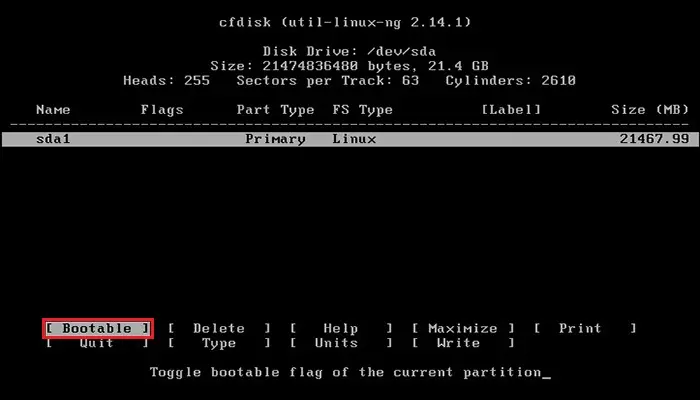 primeos cfdisk bootable