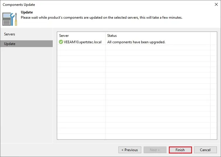 upgrade Veeam Components