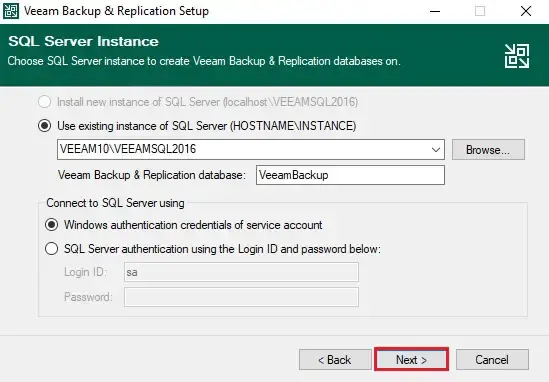 upgrade veeam 10 sql server