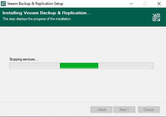 Veeam Setup Stopping Services