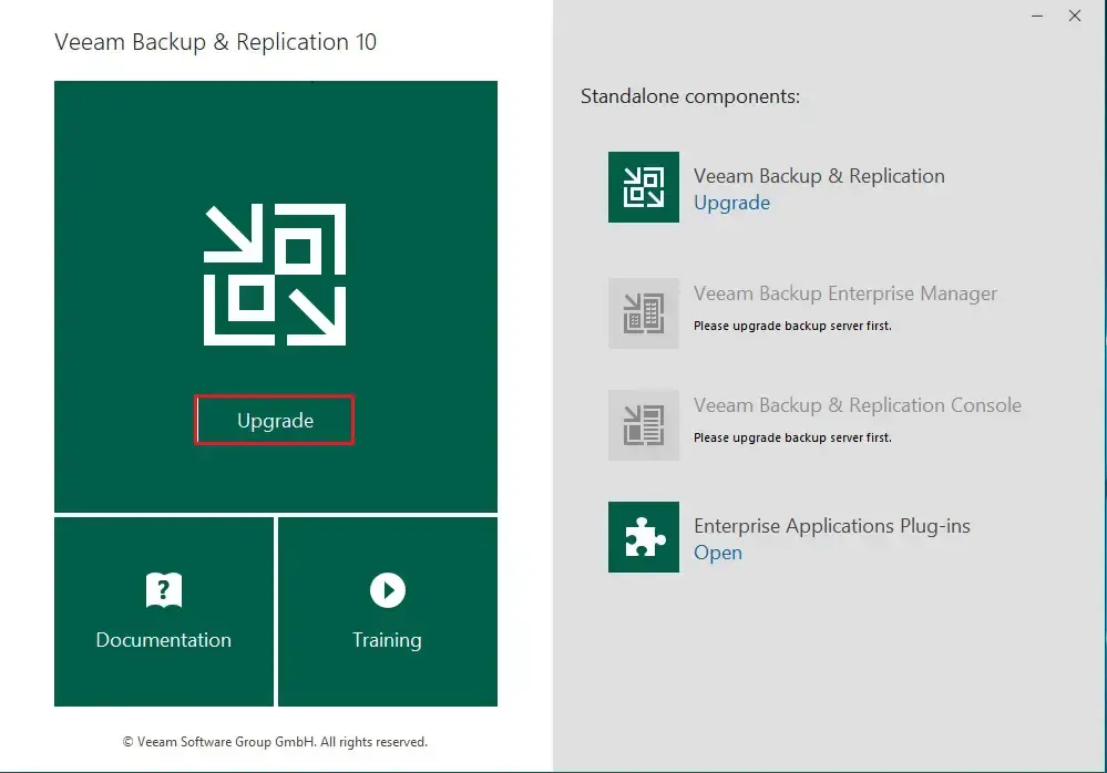 Upgrade Veeam 10 Console