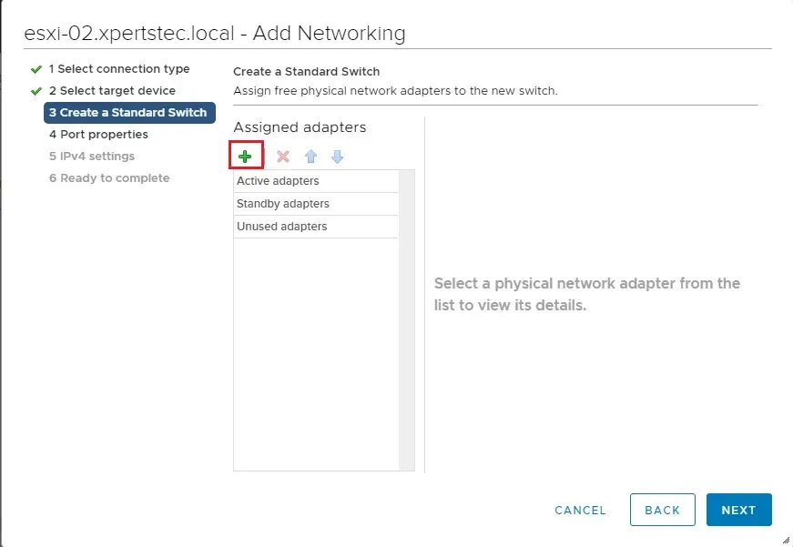 vcenter 7 assign adapter