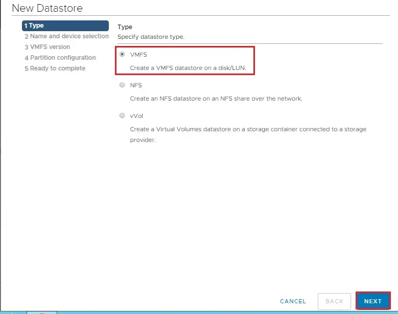 vcenter 7 new datastore type