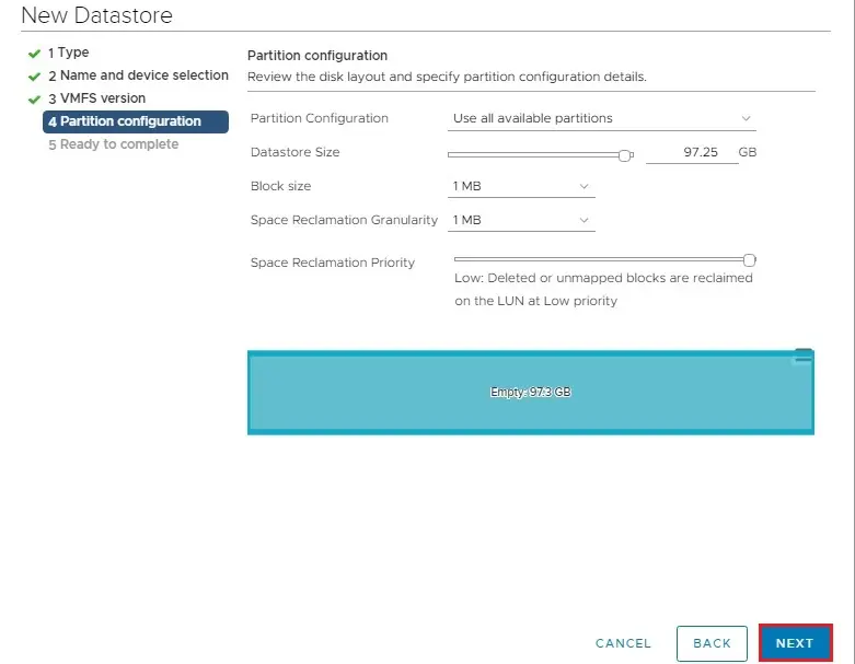 vcenter 7 partition configuration