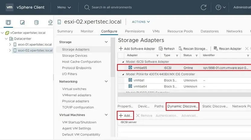 vcenter 7 storage adapter target