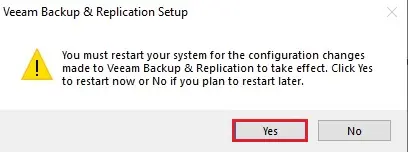 Veeam Setup Required Restart