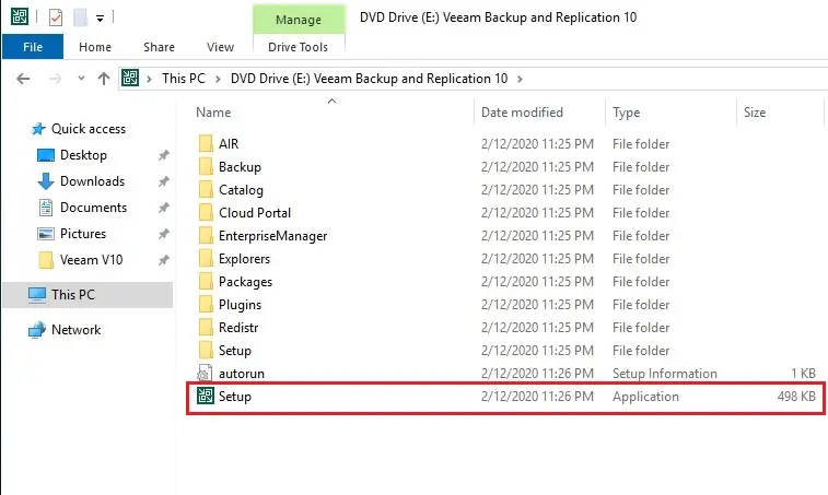 veeam backup & replication setup file