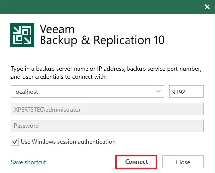 Veeam B&R 10 Console