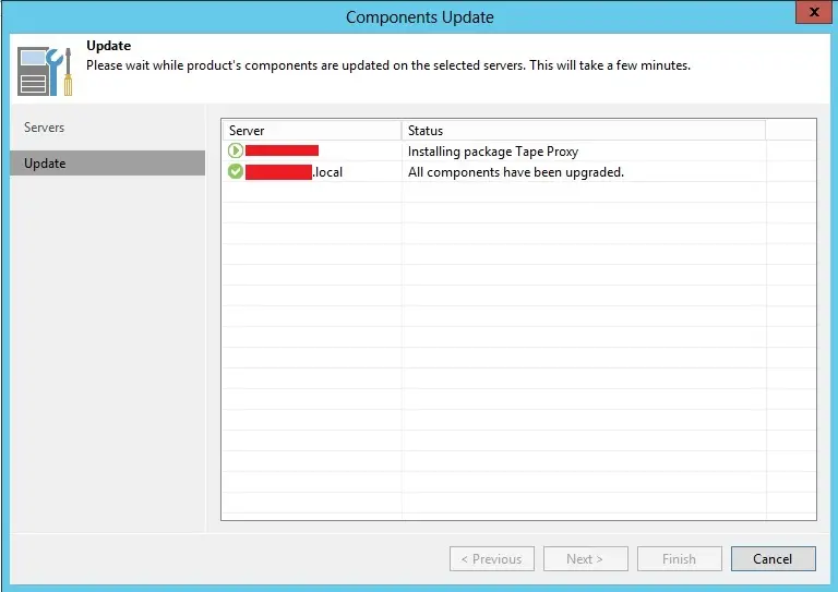 veeam components update