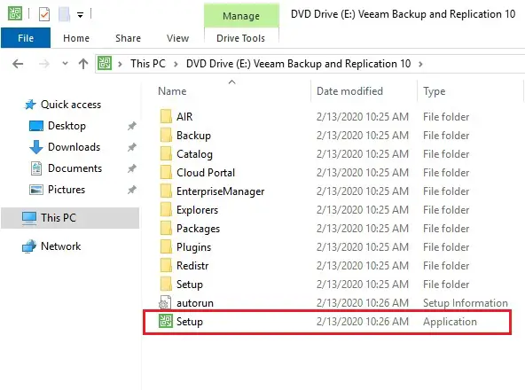Upgrade Veeam v10 Setup Files