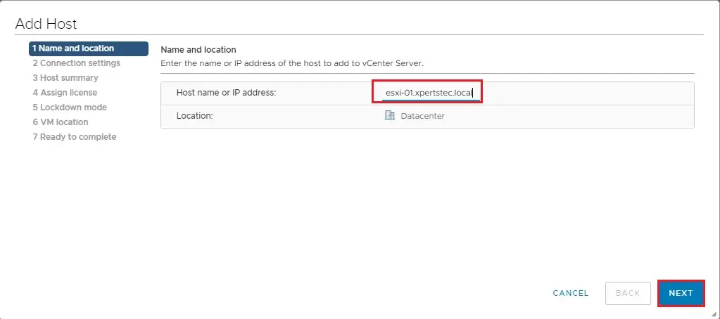 vmware vsphere add esxi host