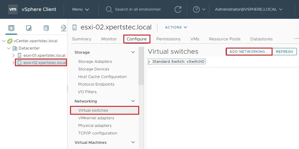 vsphere web client configure