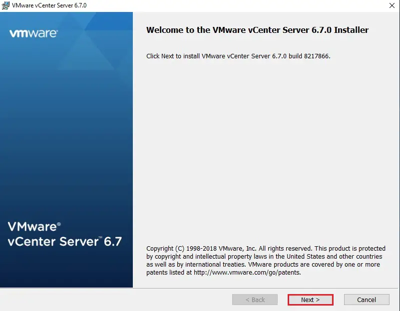 welcome vmware vsphere 6.7 installer