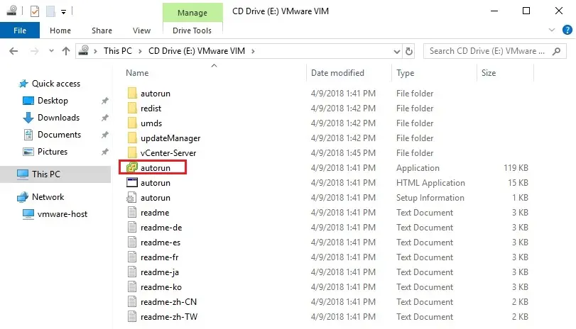 windows explorer vmware installer