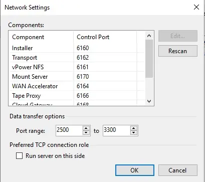 add server network settings port