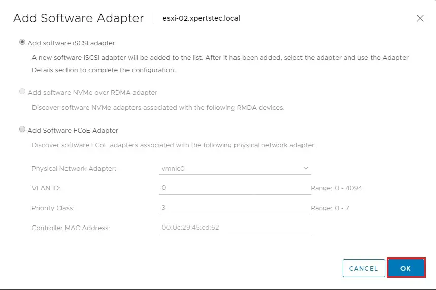 add software iscsi adapter
