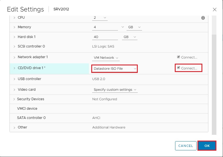 virtual machine edit settings