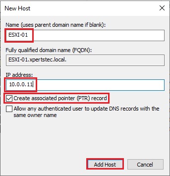 dns manager host a record