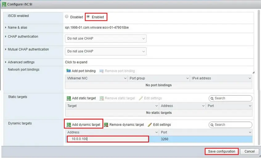 esxi 7 configure iscsi