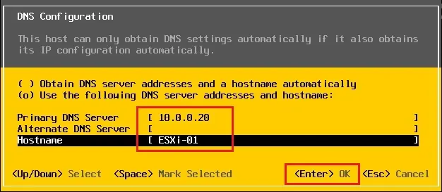 esxi 7 dns configuration