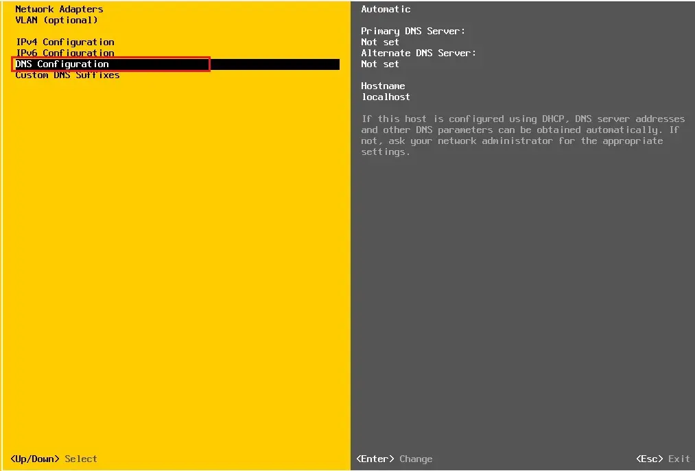 esxi 7 dns configuration