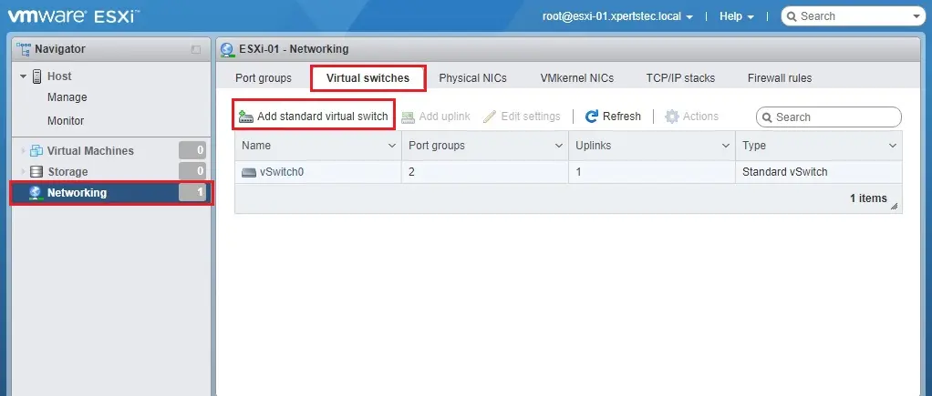 esxi 7 host login networking