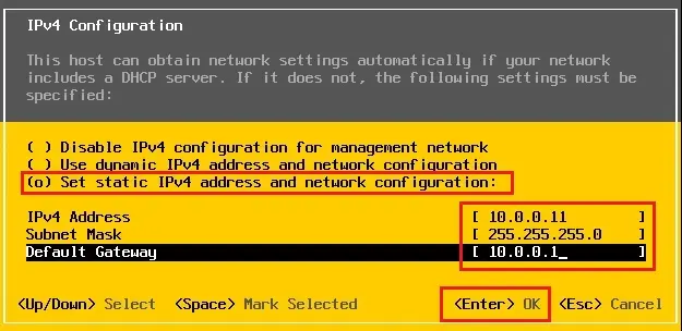 esxi 7 ipv4 configuration