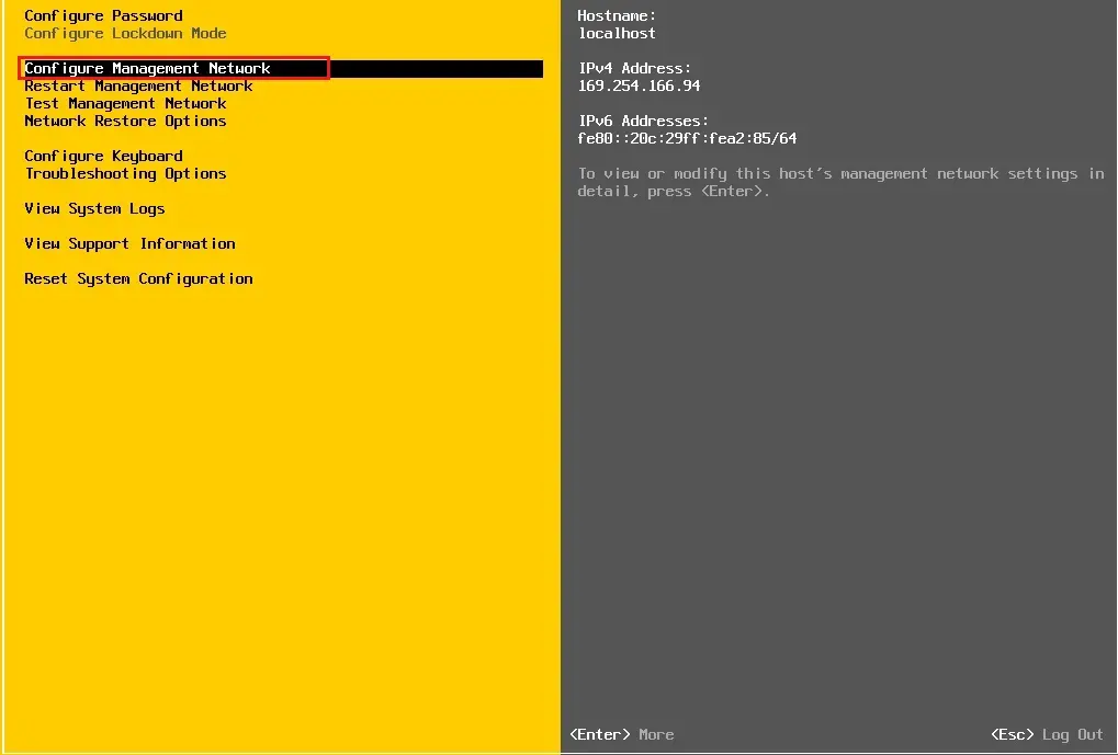 esxi 7 management network