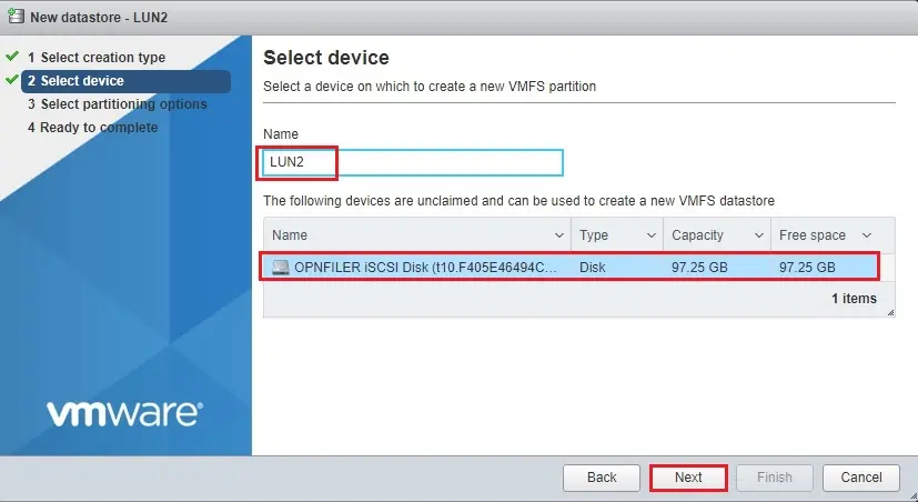 esxi 7 new datastore devices