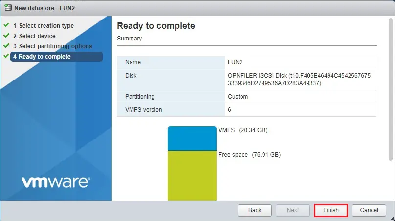 esxi 7 new datastore ready