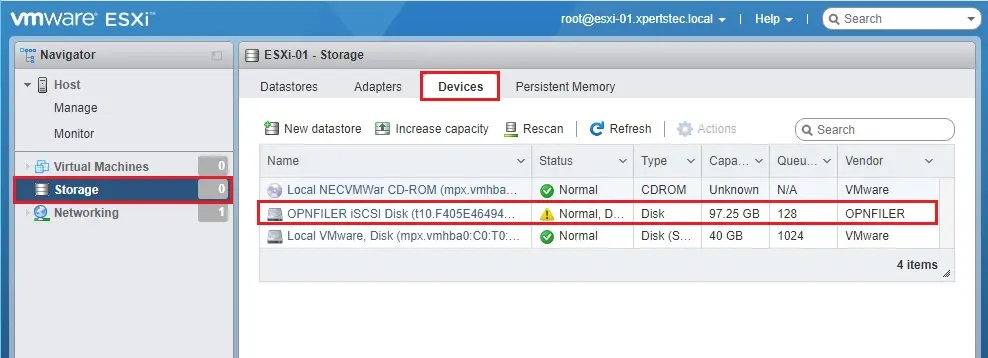 esxi 7 storage devices