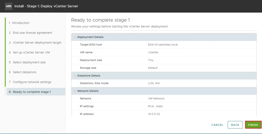 install vcenter 7 deployment details