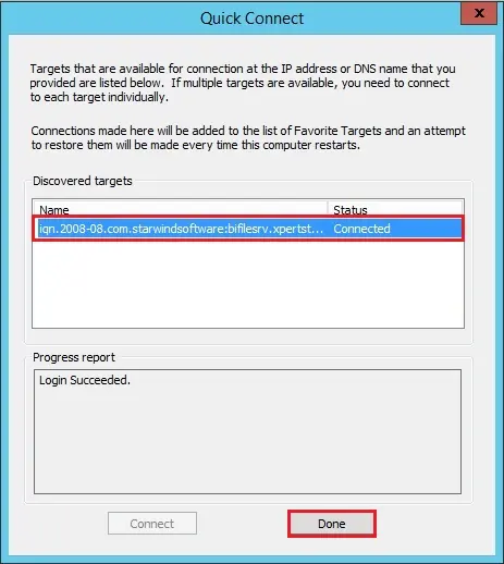 iscsi initiator quick connect