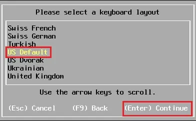 keyboard layout esxi 7