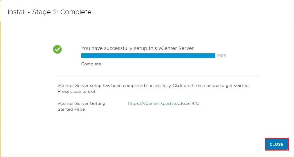 stage 2 vcenter server setup completed