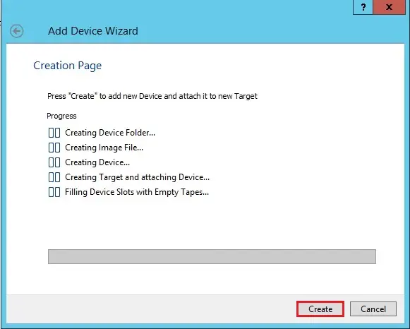 starwind virtual tape creation page