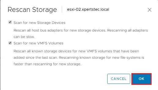 vcenter 7 rescan storage