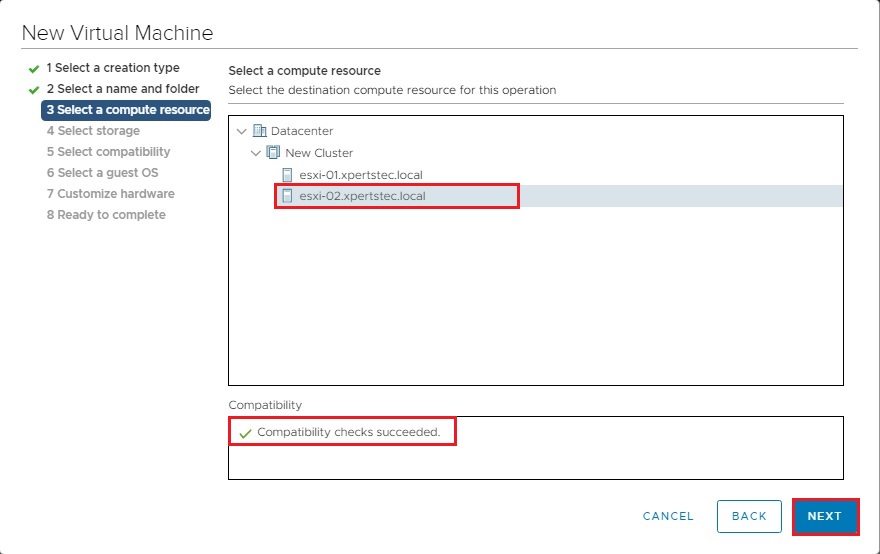 vcenter new vm compute resource