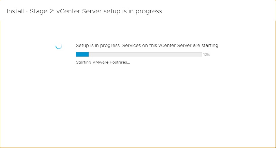 vcenter server set up in progress