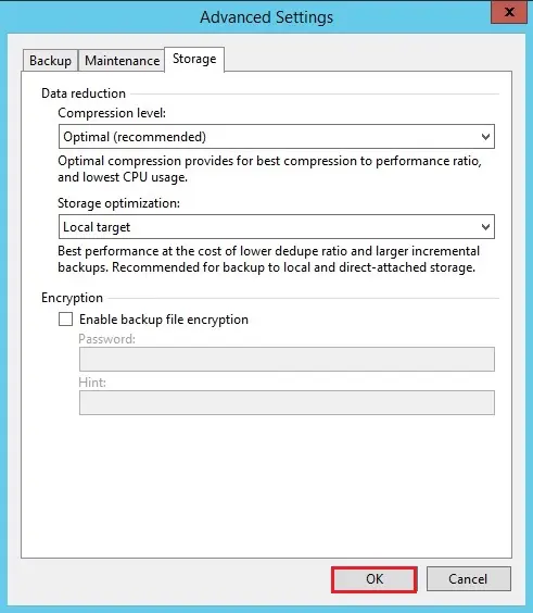 veeam agent backup advanced settings