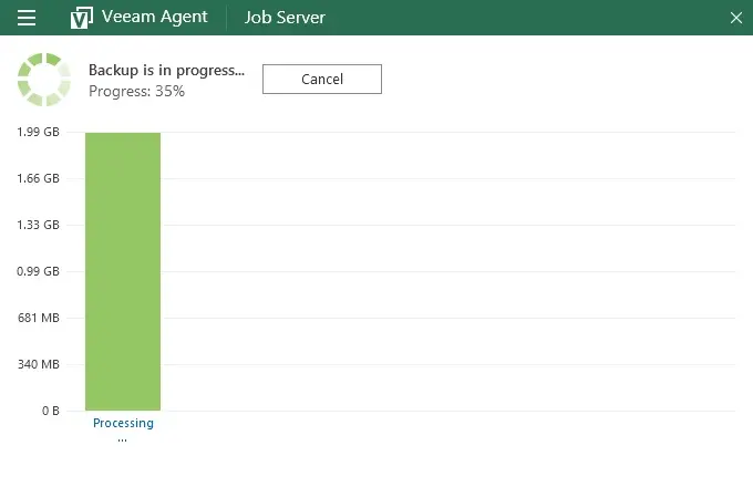 veeam job progress