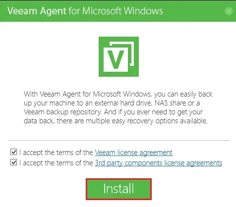 veeam agent for windows install