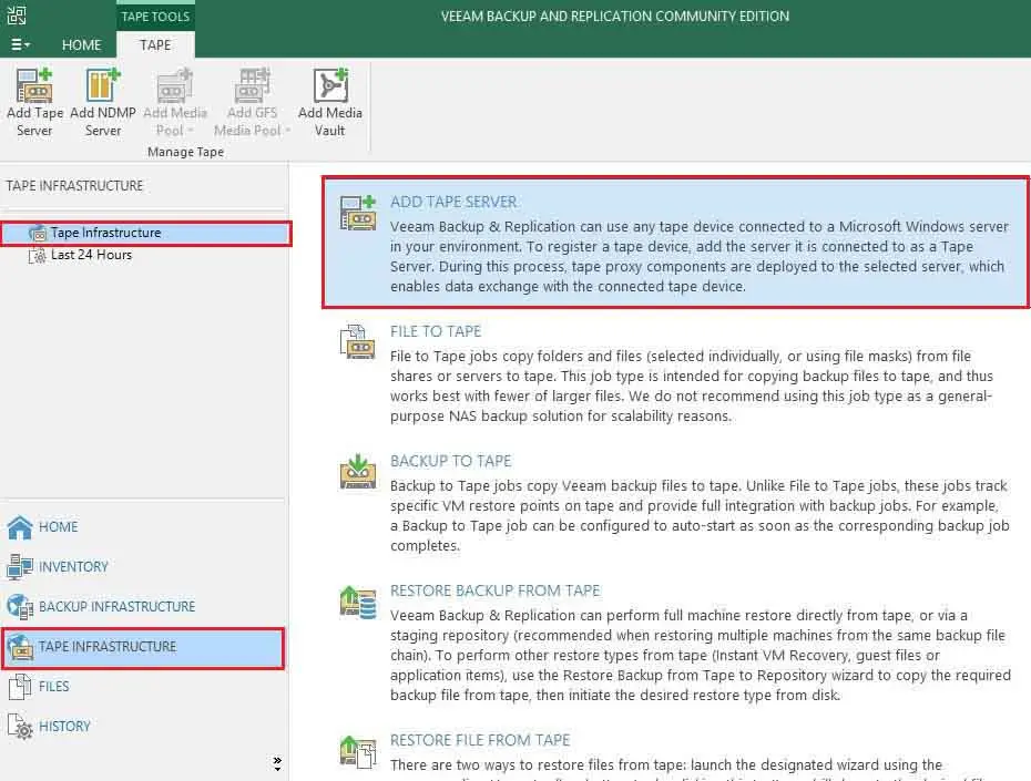 veeam tape infrastructure