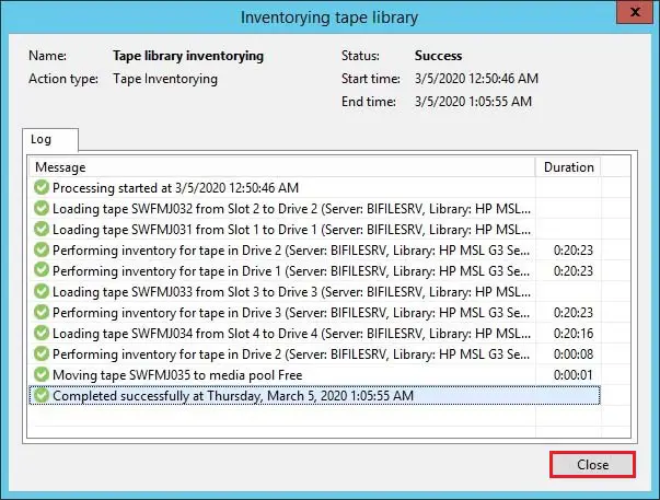 veeam tape library inventory