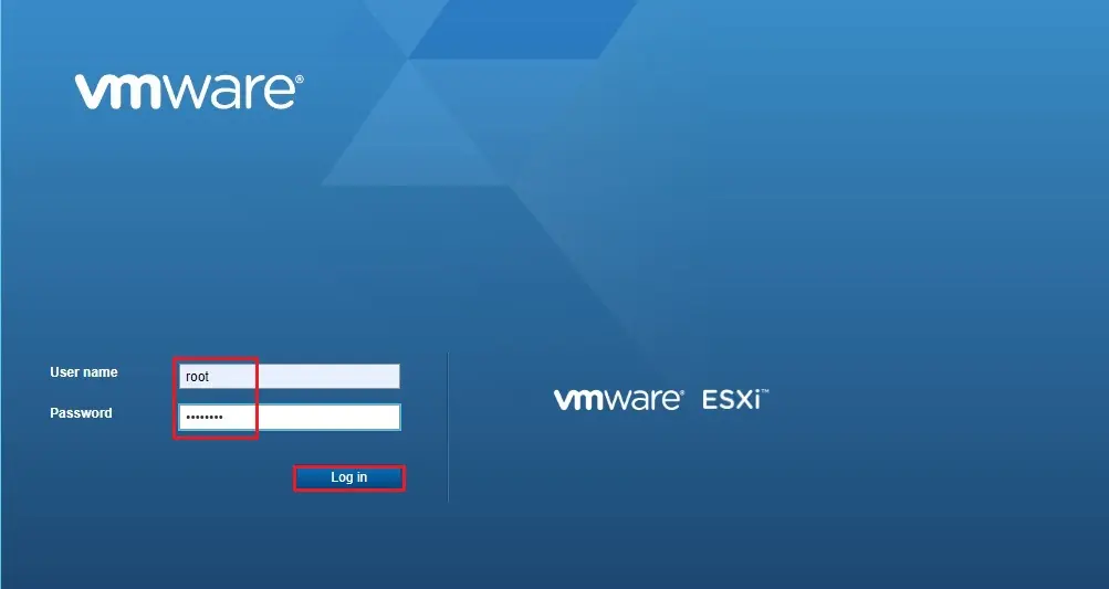 vmware esxi login