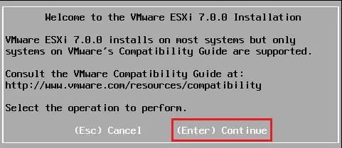 welcome to vmware esxi 7