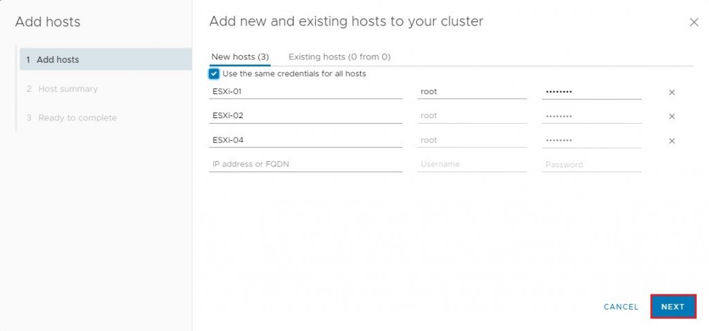 add new and existing hosts